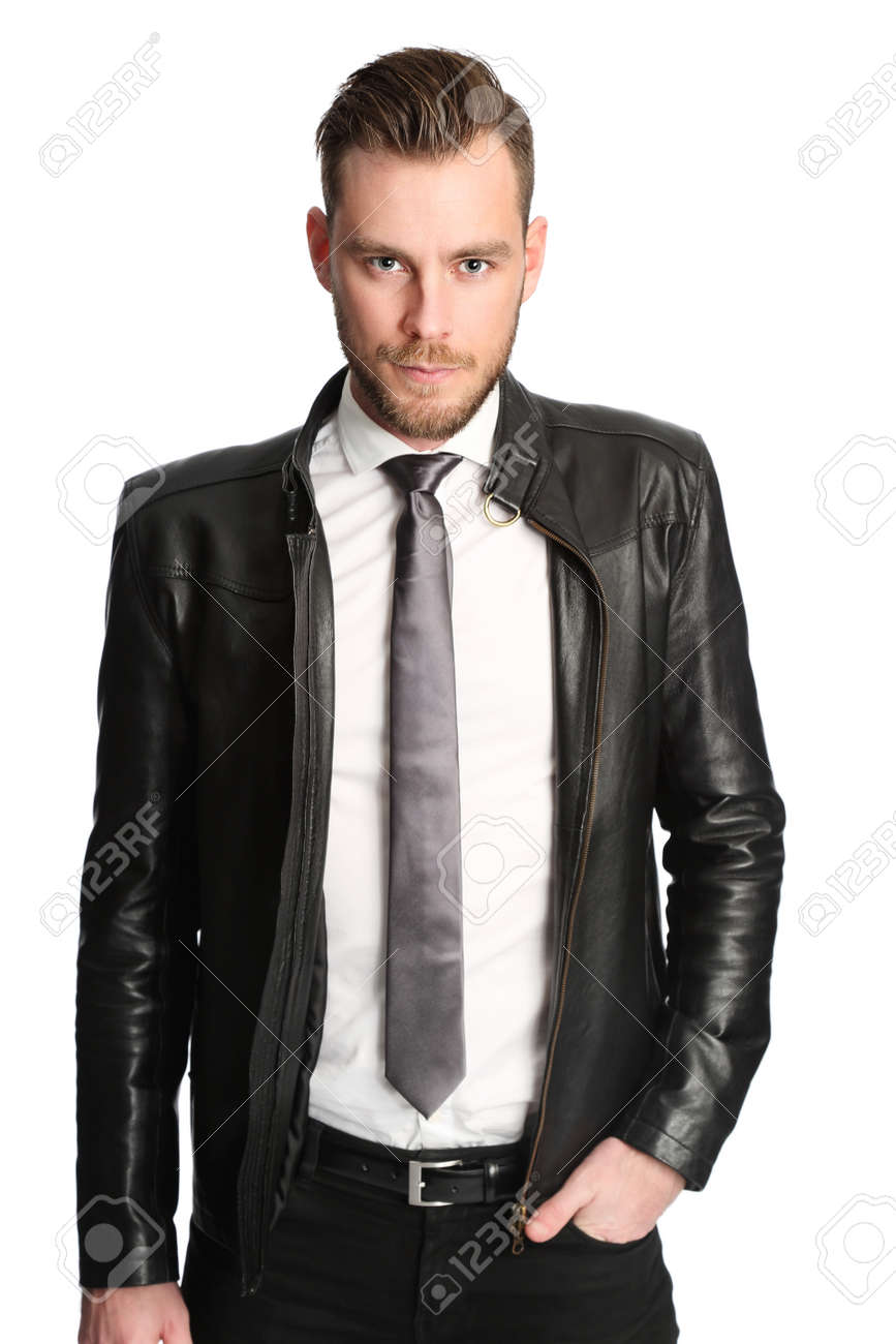 white shirt black jacket