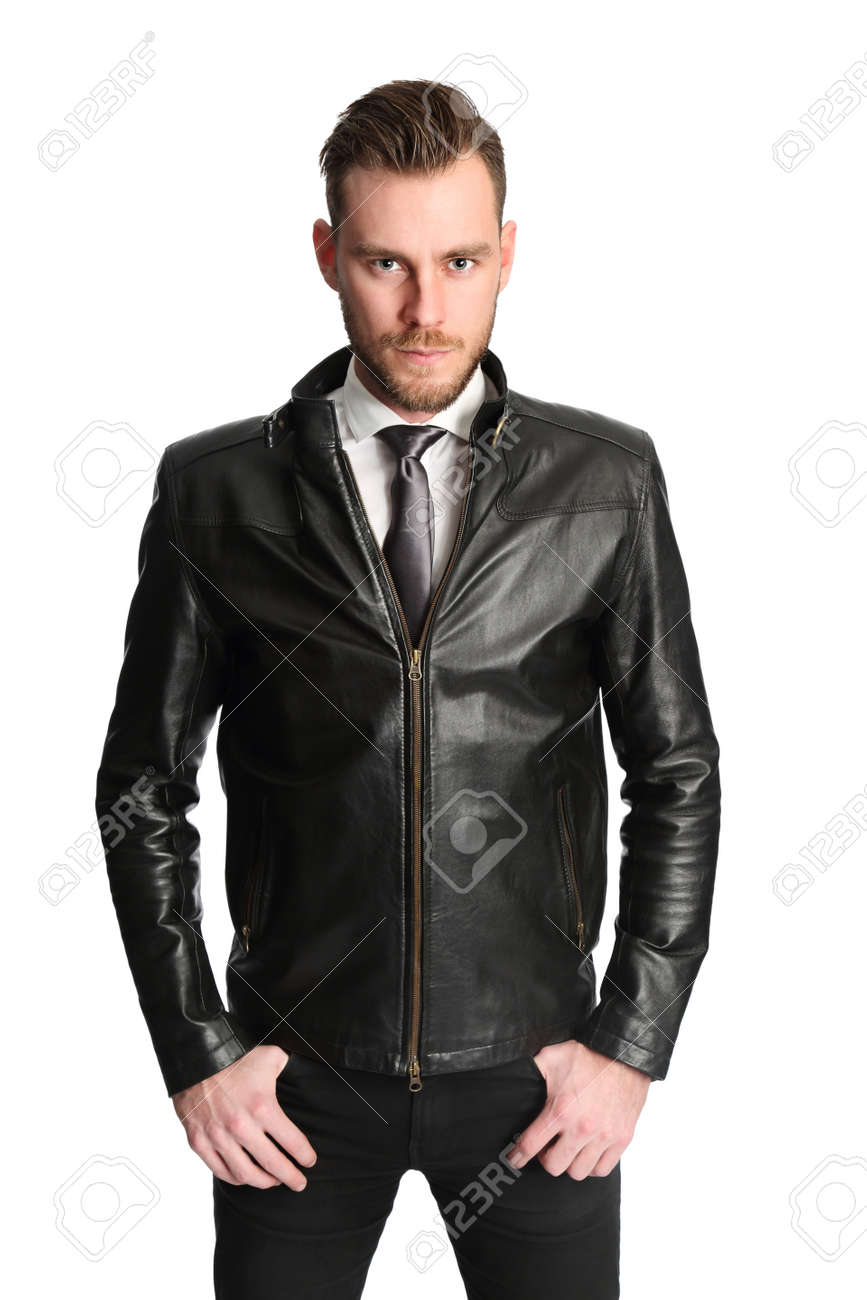 biker jacket with tie