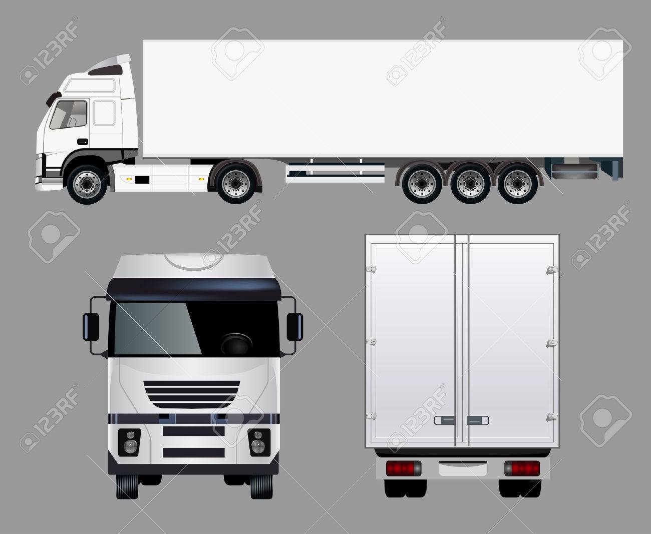 4 つの角度から商業用トラック のイラスト素材 ベクタ Image 38940821