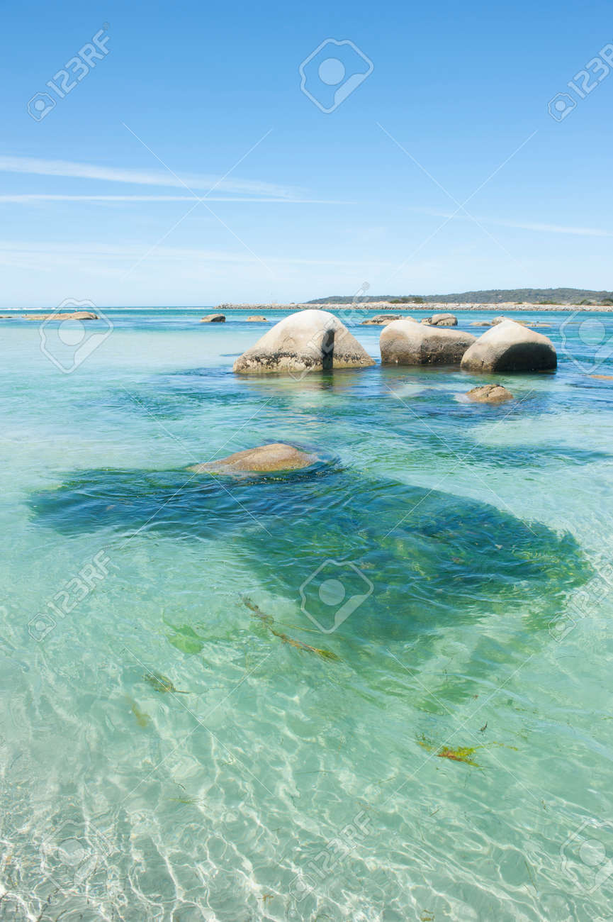 Crystal Clear Ocean Water At Bay Of Fire Tasmania Australia