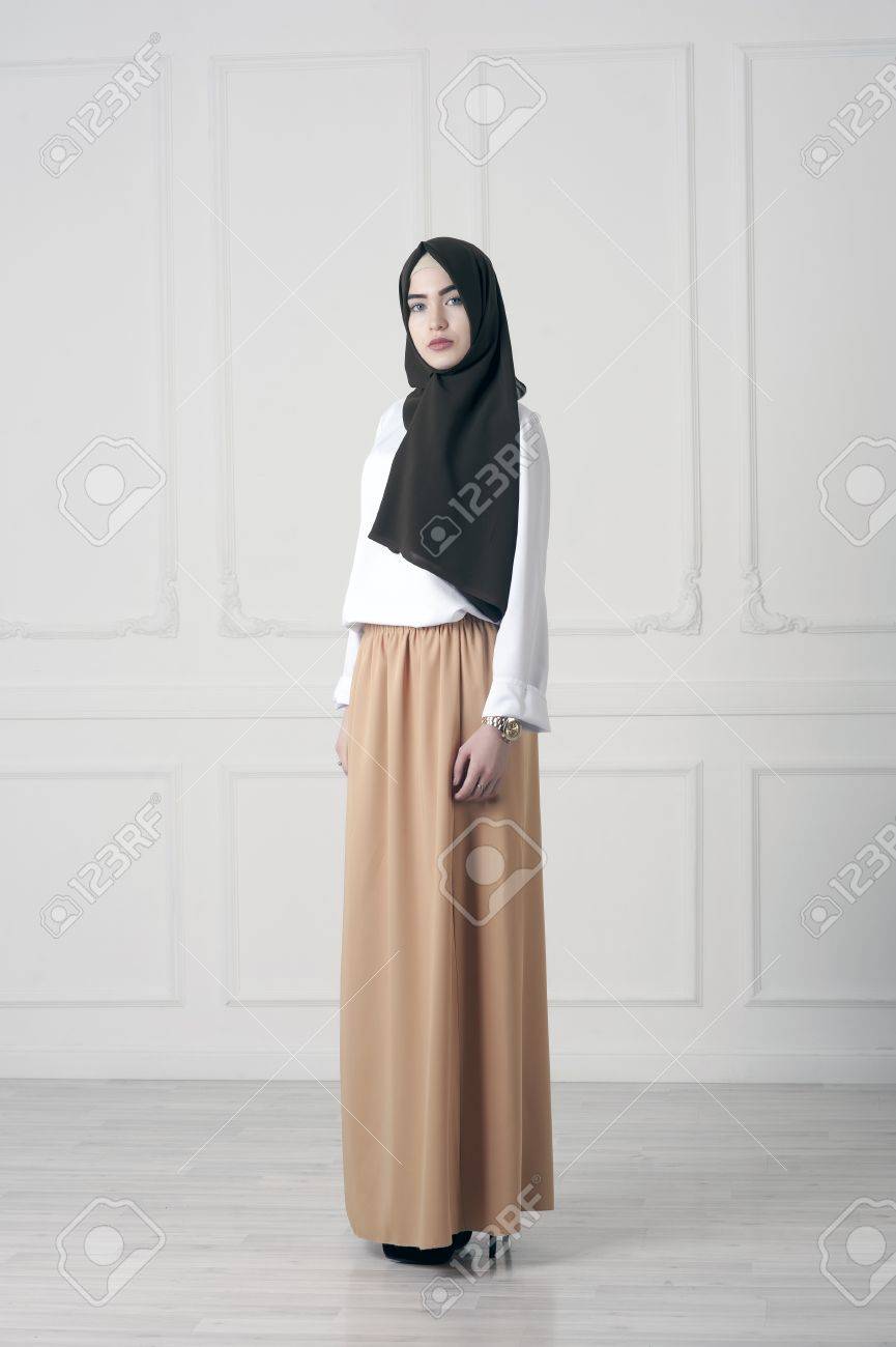 Modern Islamic Muslim Woman In Fashionable Dress In Full Growth Stock Photo Picture And Royalty Free Image Image 75422510