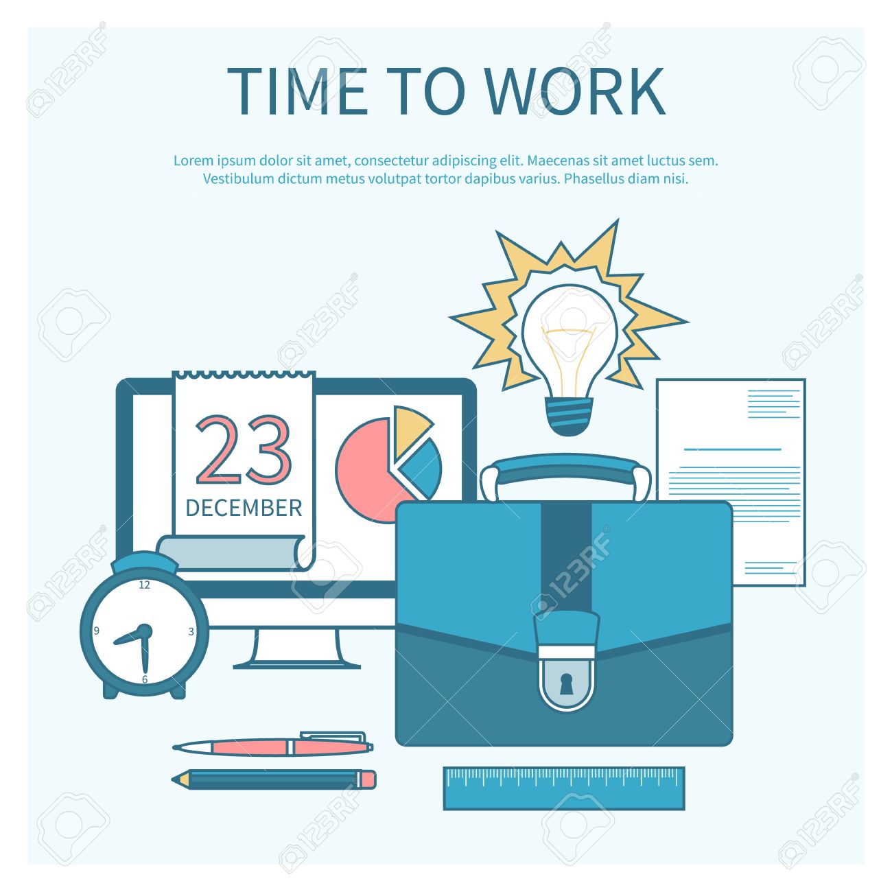 concepto de negocio en diseño plano de tiempo al trabajo proceso de