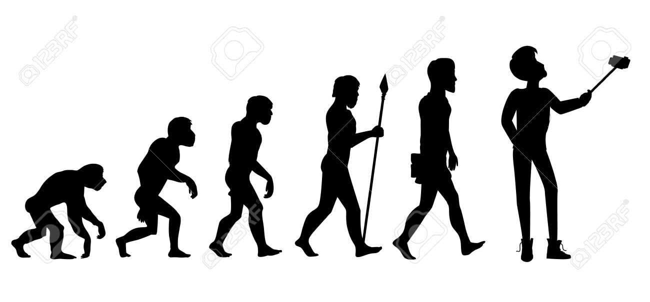 concept of human evolution from ape to man development progress