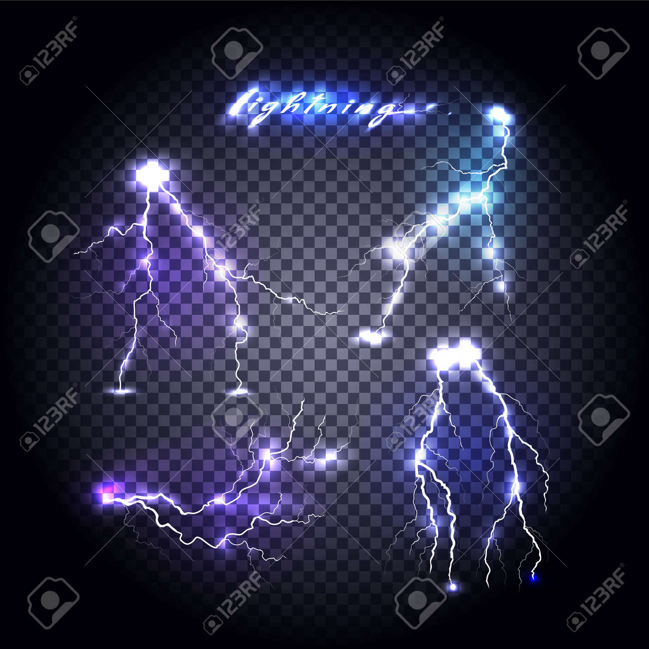 set of bright lightning design light and lightning bolt lightning design