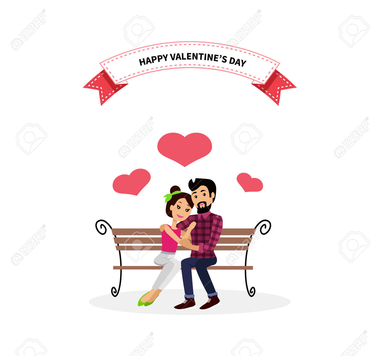 Happy valentine day couple sitting on bench. Happy valentine, couple love, young couple, happy couple, woman hug man, couple happy, lover celebration valentine day, romantic relationship illustration - 51856499 Happy valentine day couple sitting on bench. Happy valentine, couple love, young couple, happy couple, woman hug man, couple happy, lover celebration valentine day, romantic relationship illustration - 51856499