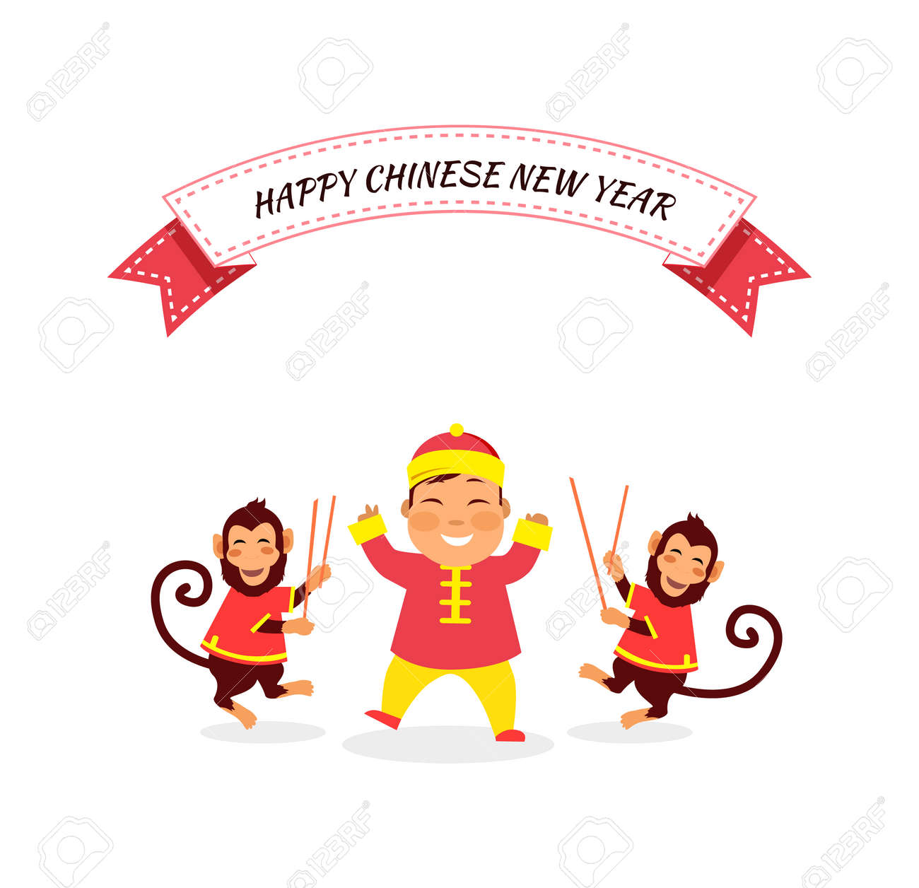 new year card with monkey happy chinese new year 2016 new year