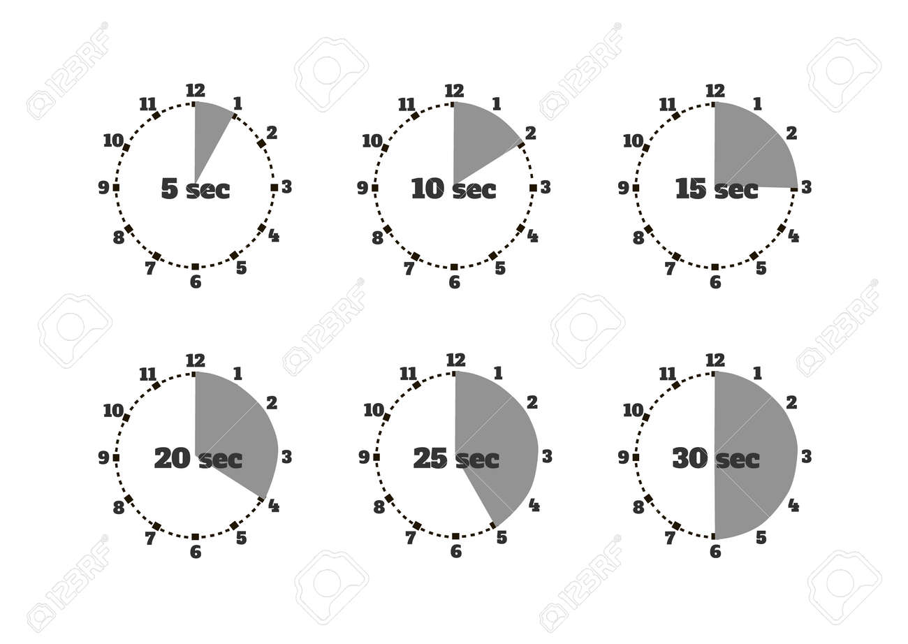 set of time second stopwatch design flat clock and stopwatch