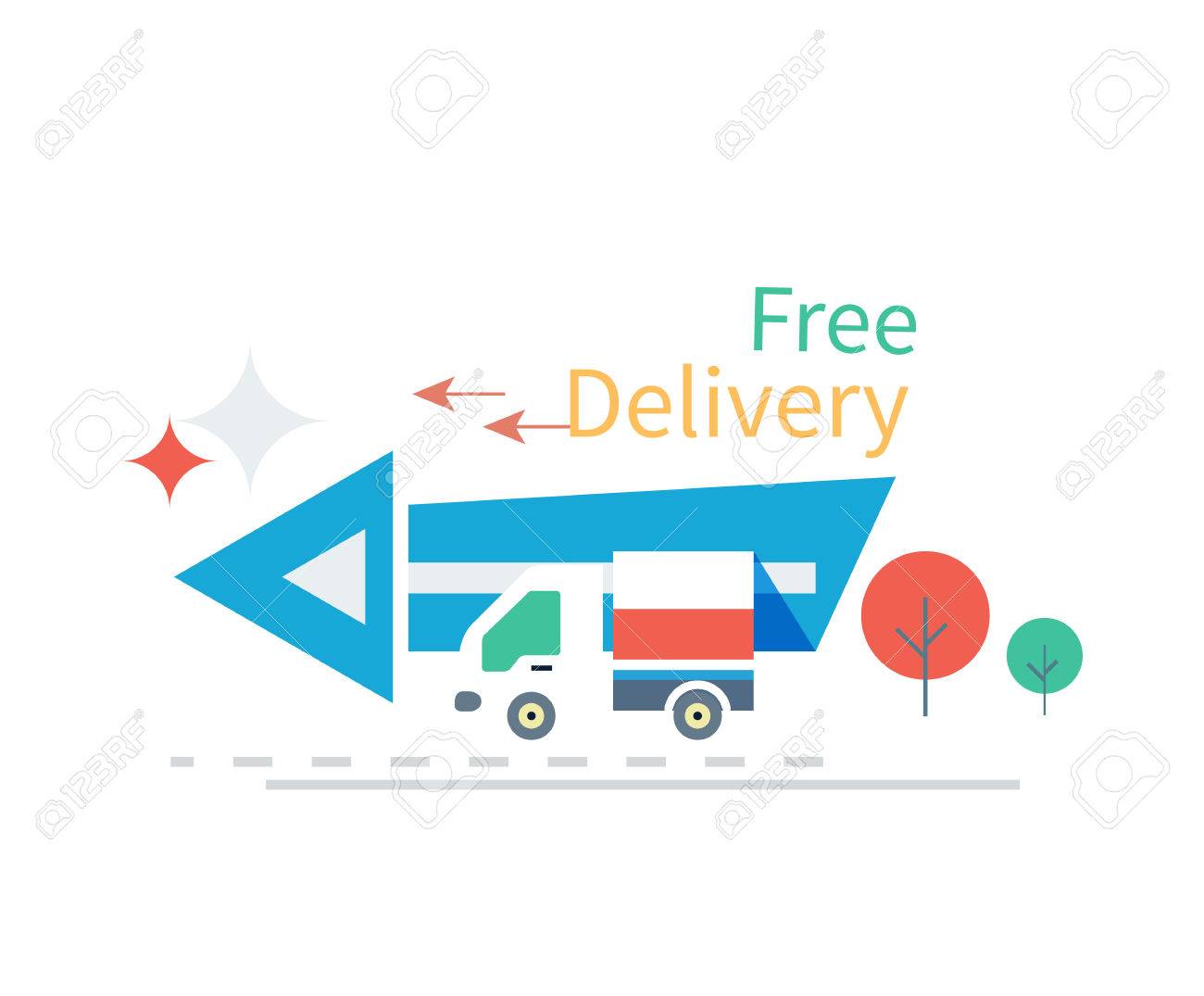 Rapide Livraison Gratuite Notion Icone Du Design Plat Le Transport Du Service D Affaires Fret Et Courrier Gratuit Le Transport Et La Distribution Courrier Logistique Recoivent L Enveloppe D Envoyer Et De Temps Icones De