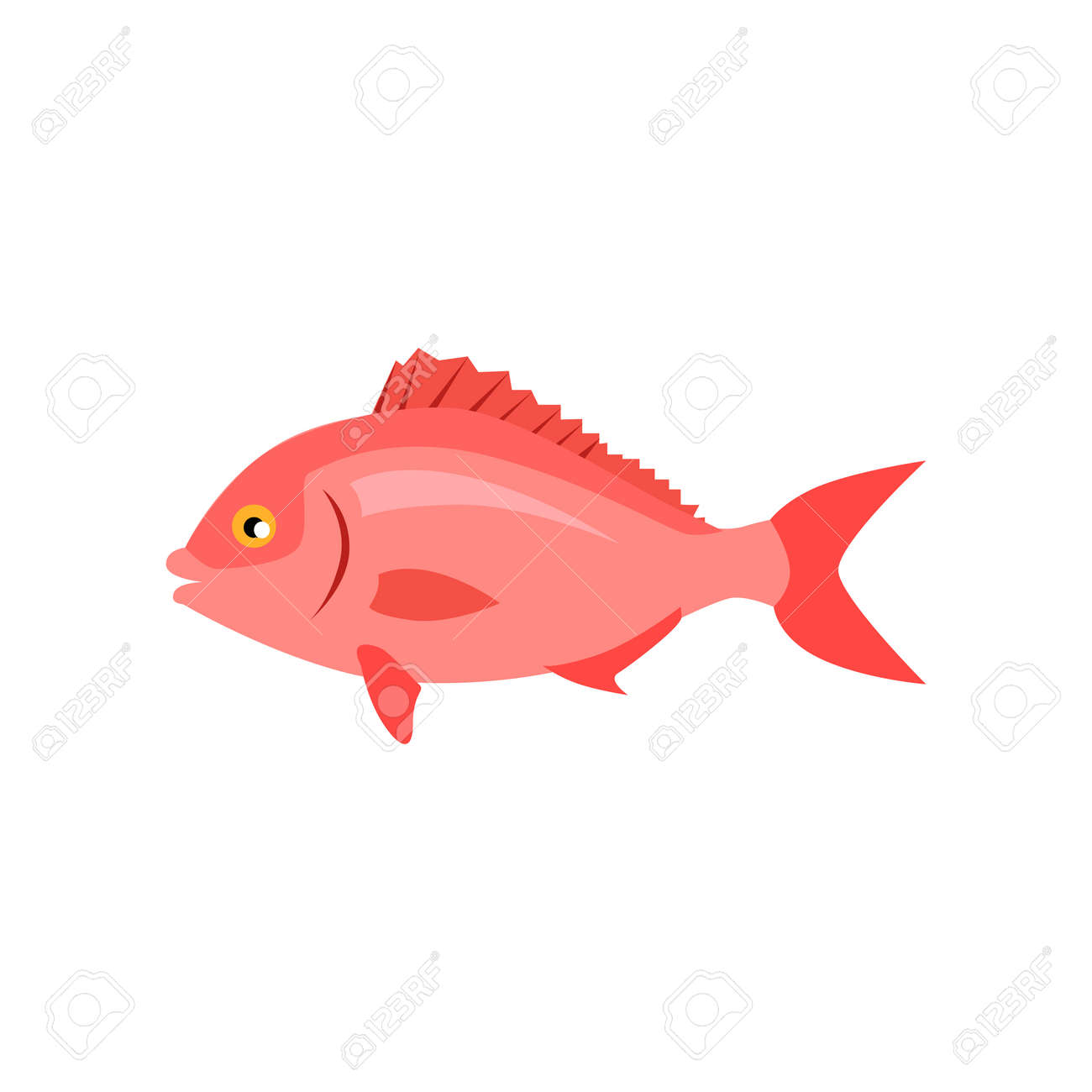 分離したピンク色で海の魚 垂直尾翼とフラット スタイルの美しい魚をデザインします 水動物動物は海や白い背景で隔離の海で水中に住んでいます ベクトル図 のイラスト素材 ベクタ Image