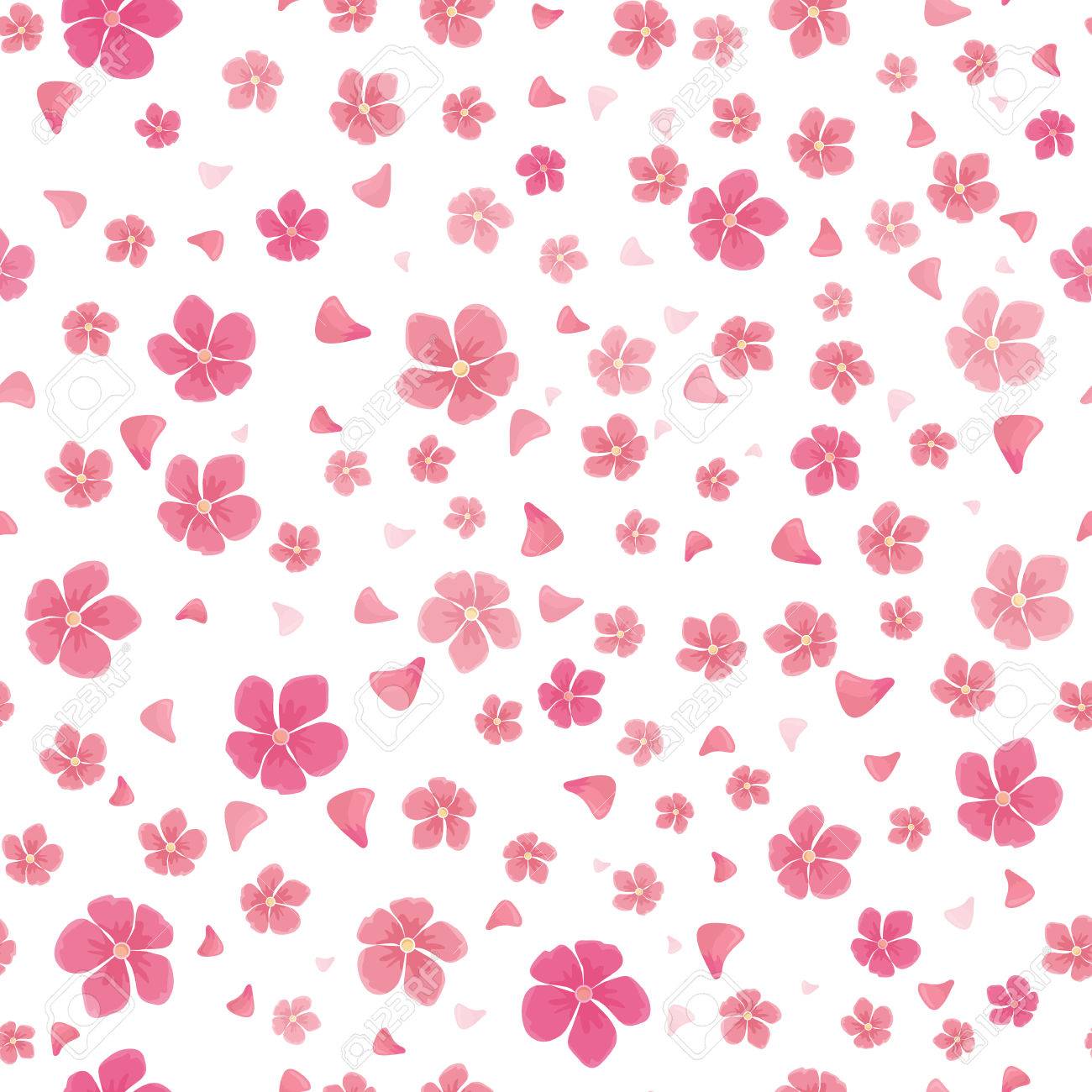 桜の花は 白で隔離 シームレス パターン 伝統的なアジアの桜の花の満開 日本の桜 ヤマザクラ 桜 日本の国花 ピンクの花 ベクトルのイラスト素材 ベクタ Image