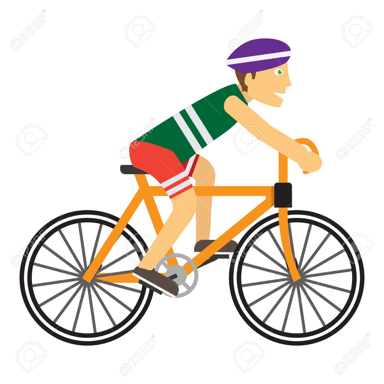 boy wearing protective helmet while riding a bike happy cartoon