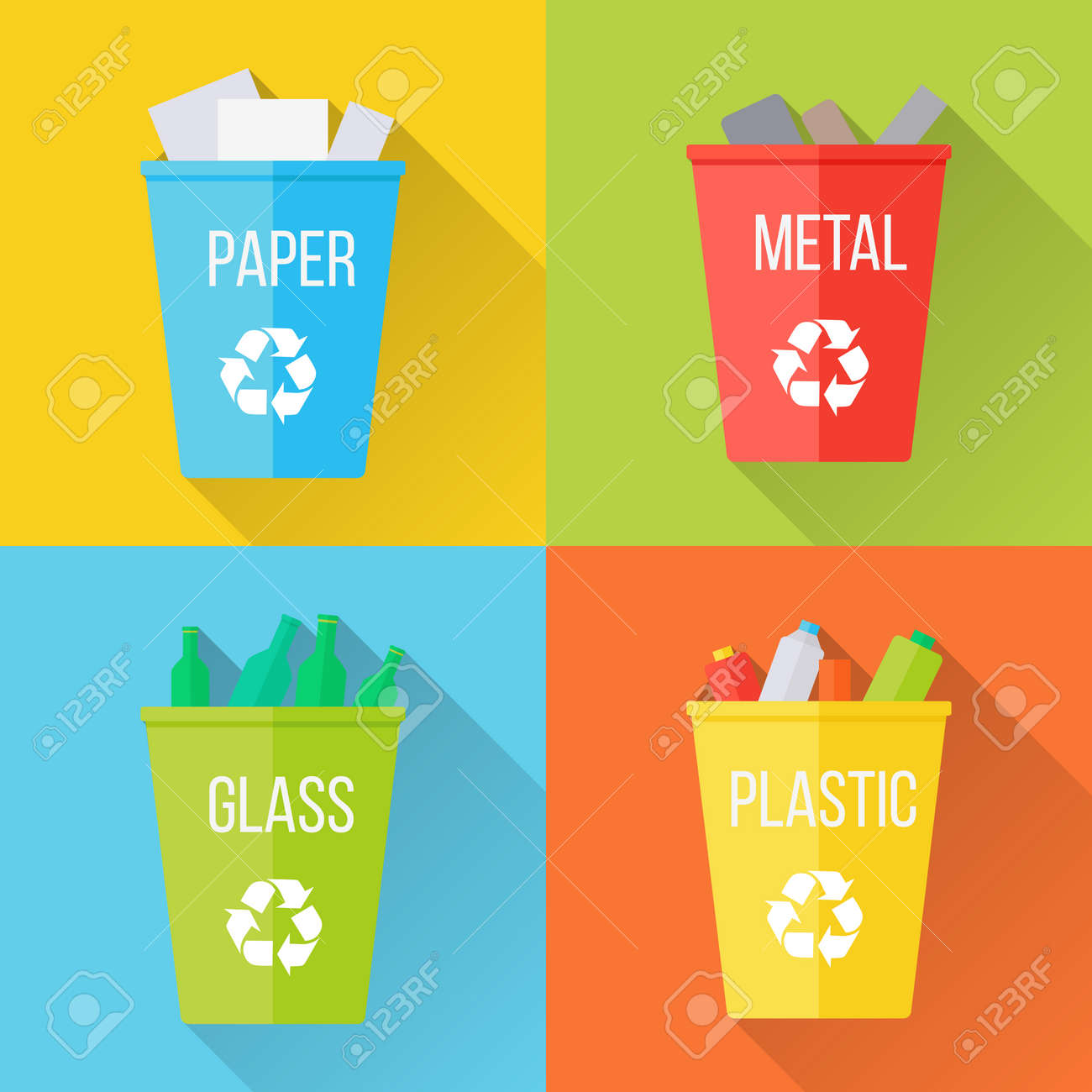 Del Reciclaje En Colores De Botes Para Clasificar La Basura La