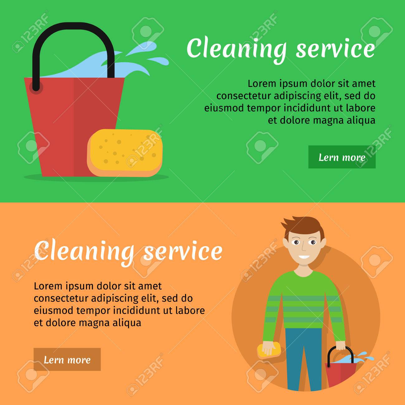 set of cleaning service web banners flat style house cleaning house cleaning sites