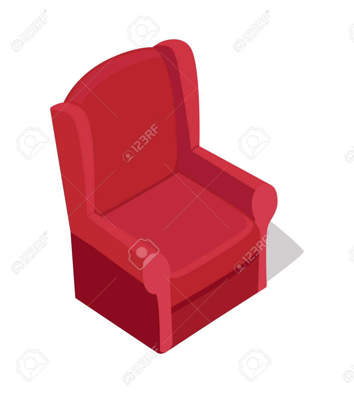Red Armchair Vector In Isometric Projection Comfortable Furniture