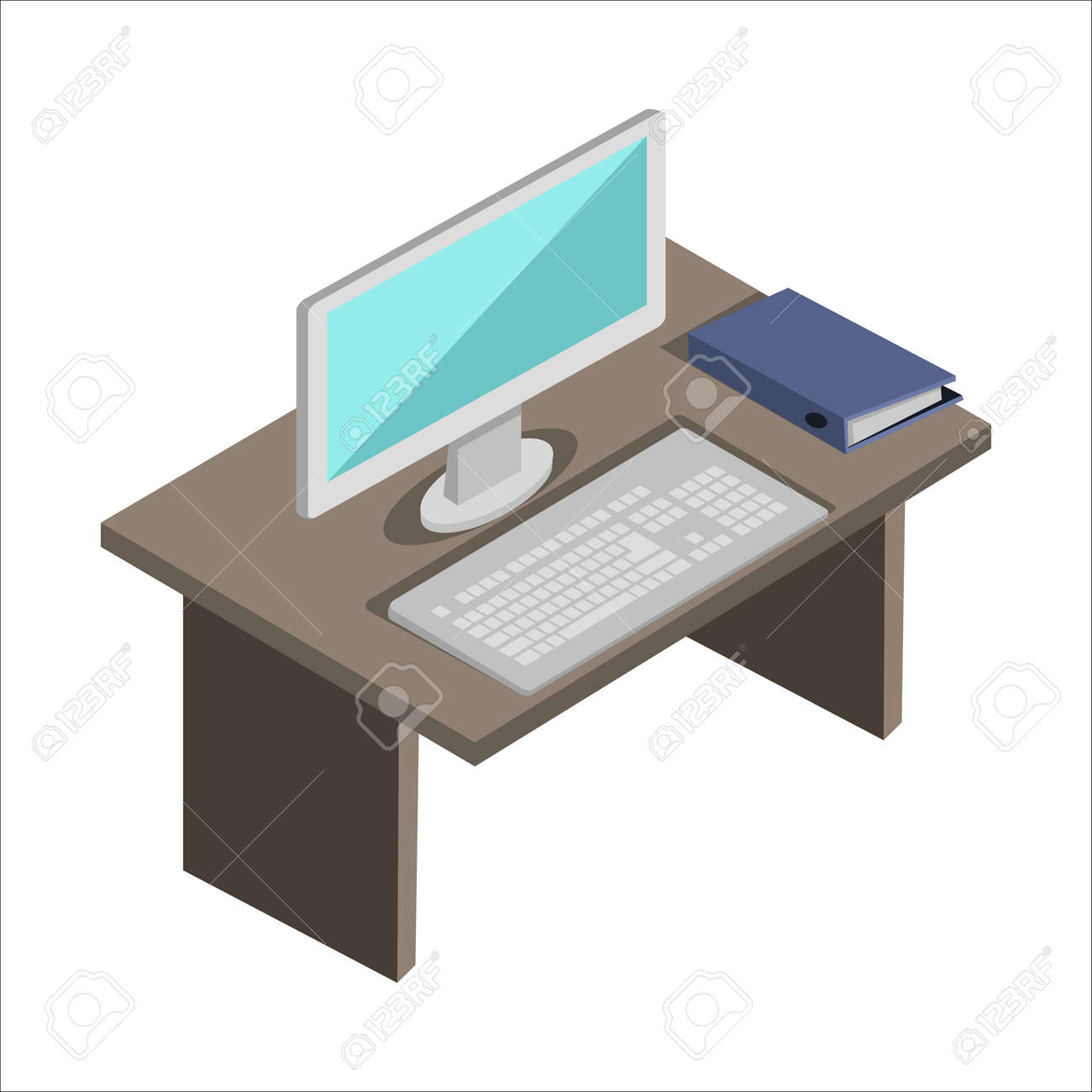 Workplace In Office Workplace Concept Cabinet With Desktop