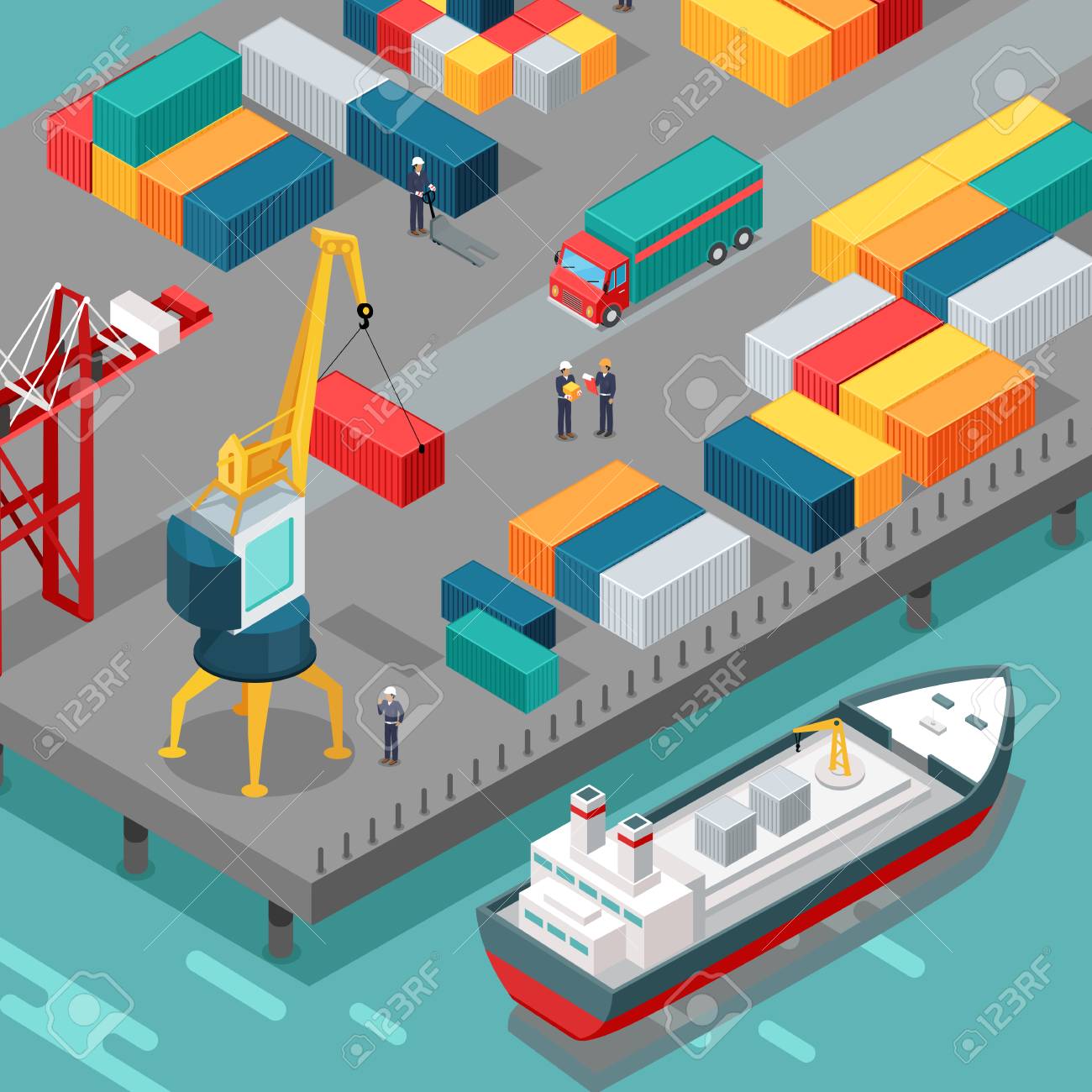 Container Terminal Platform Supply Vessel Vector Royalty Free Cliparts Vectors And Stock Illustration Image