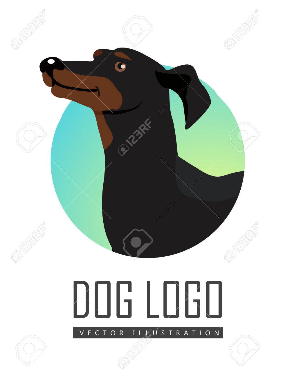 ブラック アンド タン ダックスフント犬は 白い背景のロゴが丸い 犬のアイコン フラット スタイルのベクトル図です ダックスフントのシンボル 漫画文字 ペット動物の犬 のイラスト素材 ベクタ Image