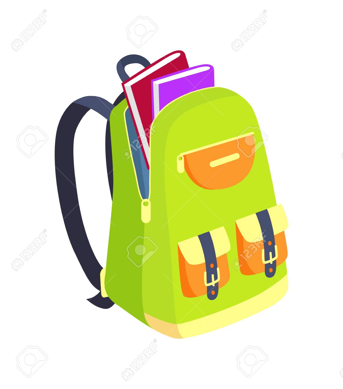 Open Schoolbag with Books Side View Vector - 90490121 Open Schoolbag with Books Side View Vector - 90490121