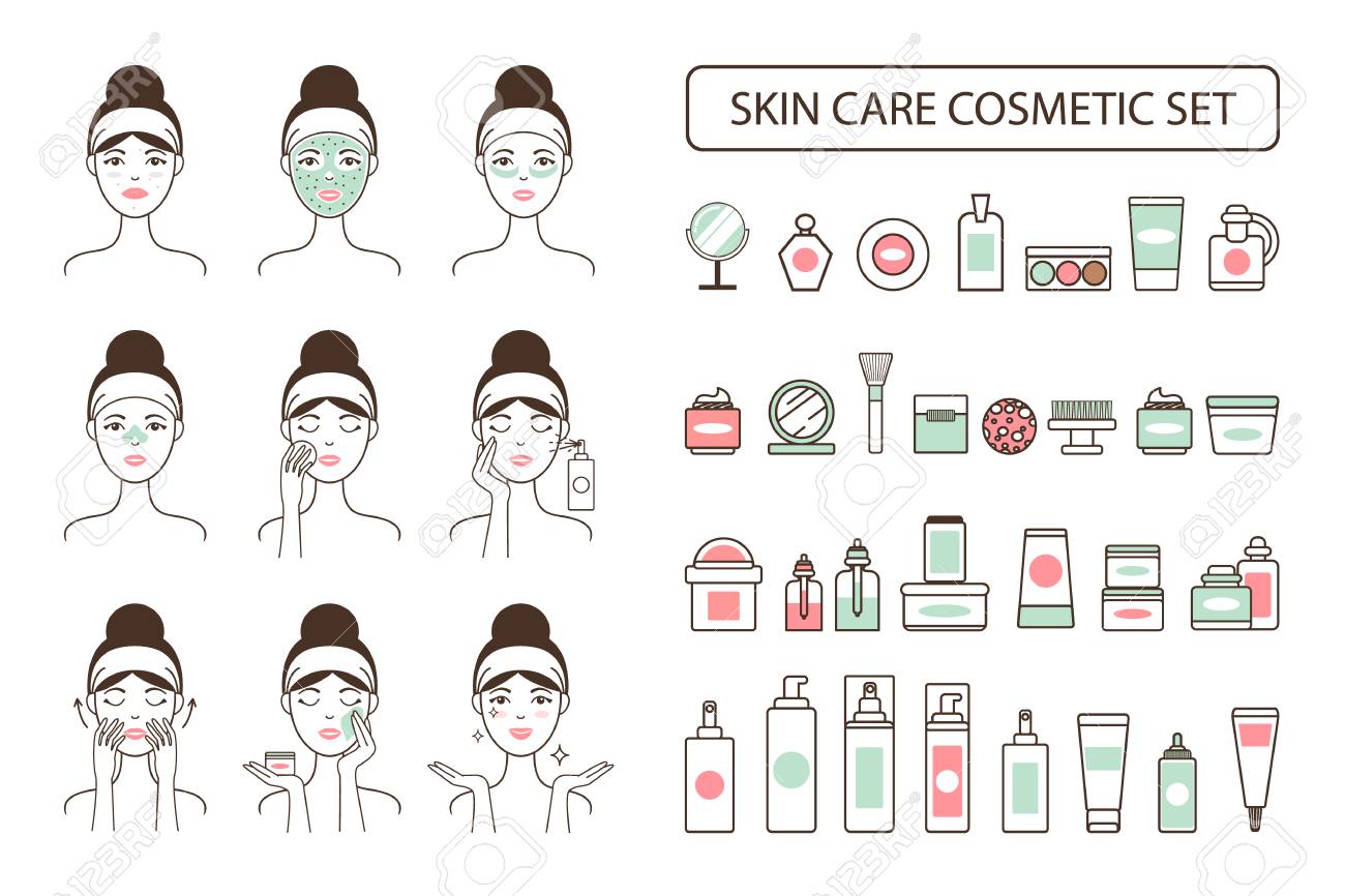 Skin Care Cosmetic Set On Promo Poster With Woman Royalty Free Cliparts Vectors And Stock Illustration Image