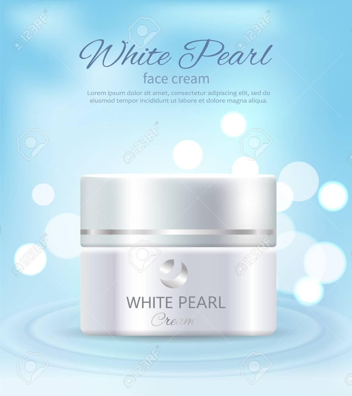 ホワイト パールの顔クリーム 化粧品の容器 の写真素材 画像素材 Image