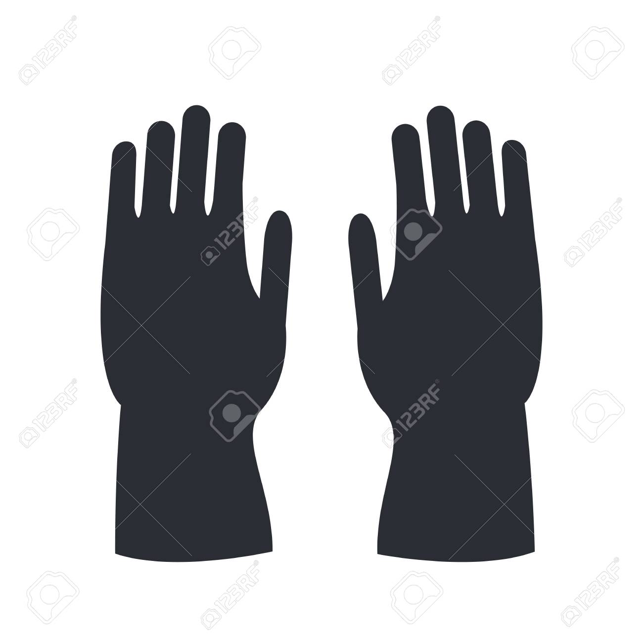 fire protective rubber gloves silhouette isolated on white human