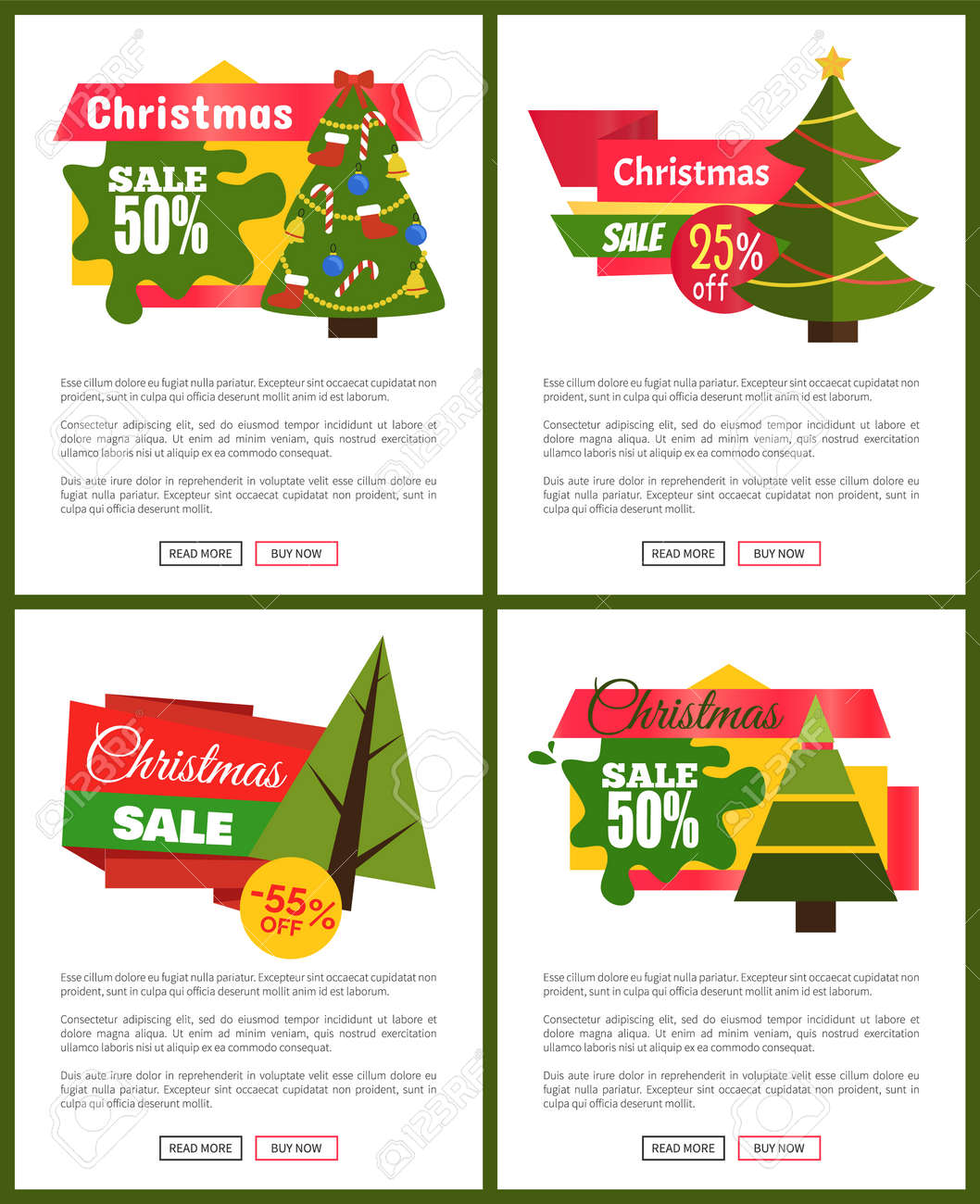 set of christmas sale hot price 50 off posters vector illustration 50 off christmas decorations