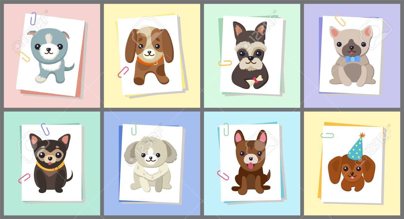 子犬と犬のポスターセットベクトルイラストのイラスト素材 ベクタ Image