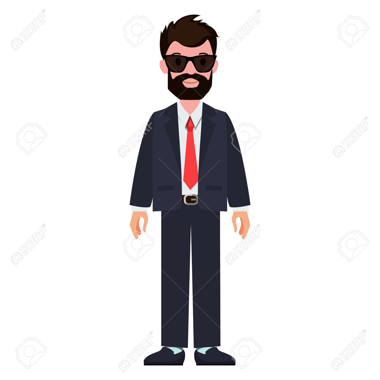 Bearded Man Wearing Suit Vector Illustration Royalty Free