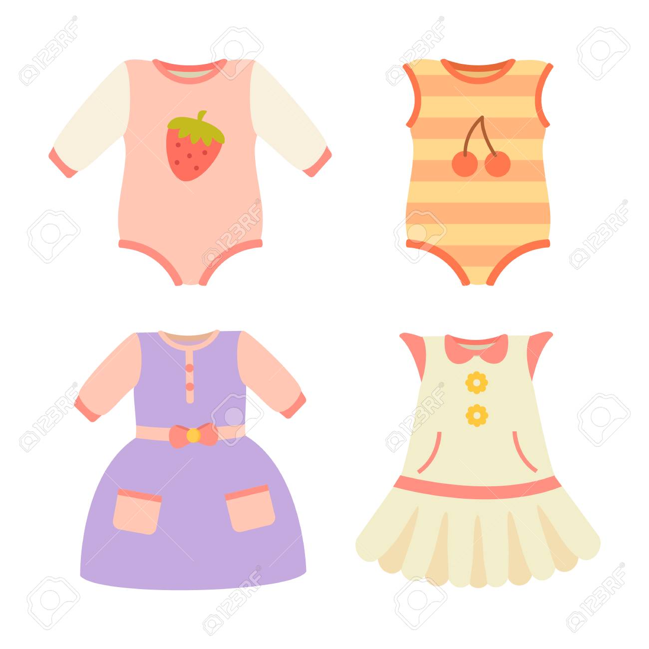 Baby Clothes Collection Dress Vector Illustration Royalty Free