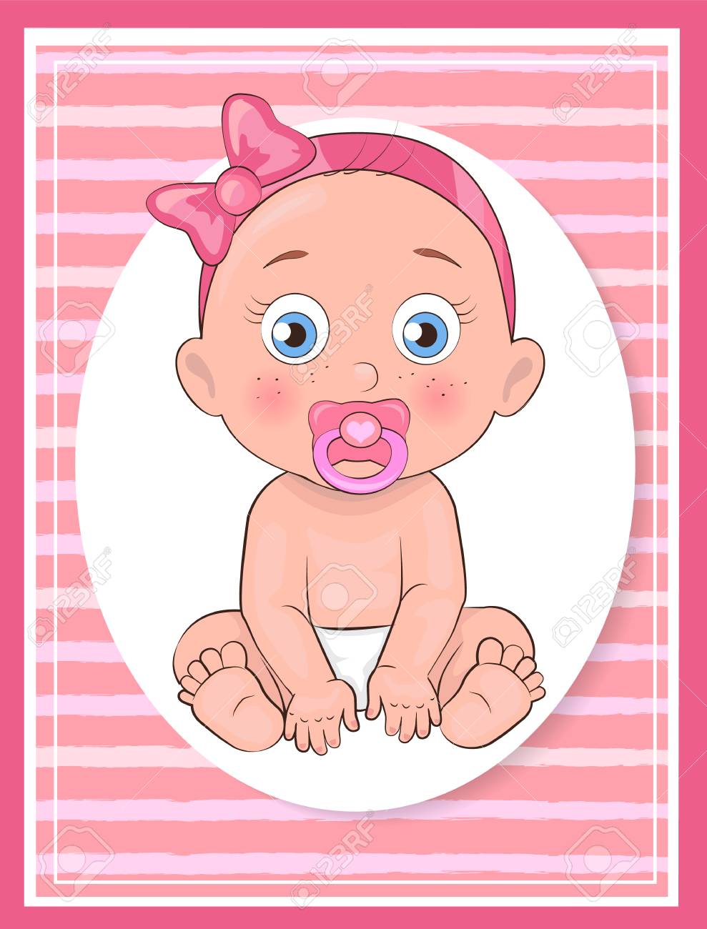Its A Girl Poster For Baby Shower Day Vector Of Newborn Infant Its A Girl Poster For Baby Shower Day Vector Of Newborn Infant