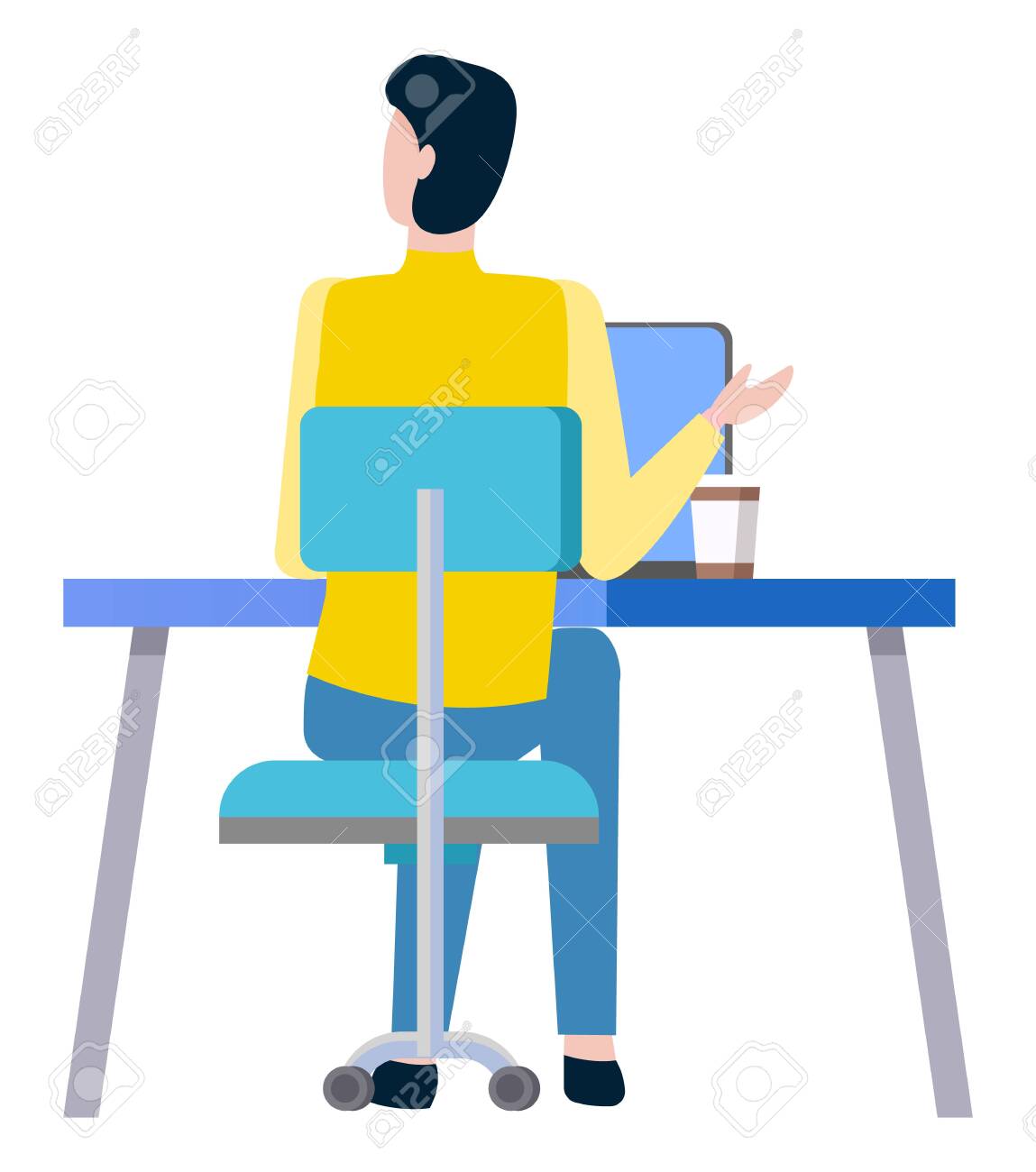 person sitting on a chair cartoon