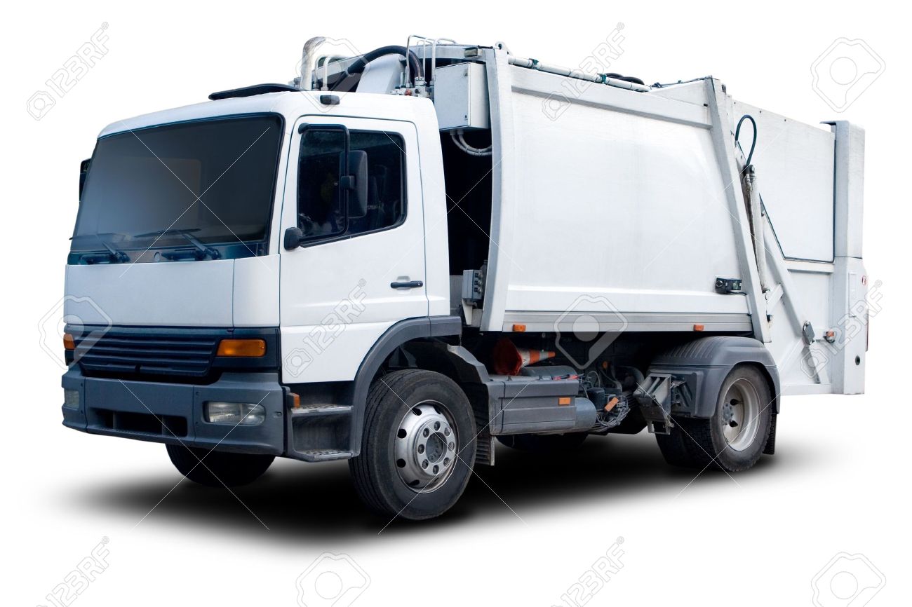 White Garbage Truck Isolated With Drop Shadow Stock Photo, Picture and  Royalty Free Image. Image 4841214.