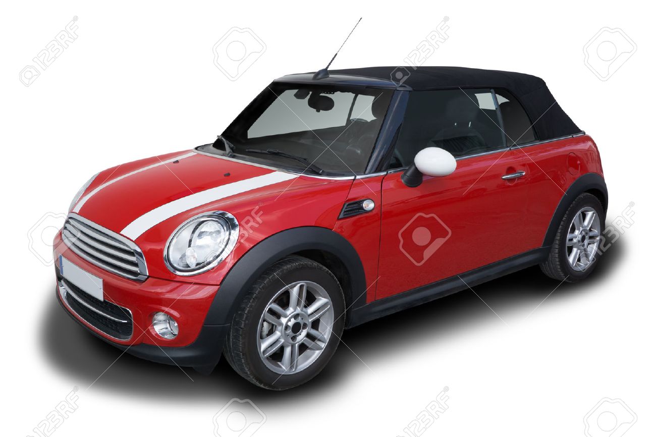 Convertible Voiture Isolé Sur Fond Cooper Garée Blanc Rouge Mini EHD2W9I