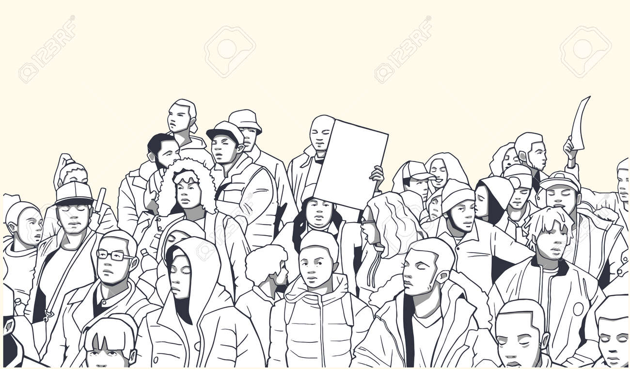 Illustration of mixed ethnic crowd demonstrating for human rights with blank signs - 79168113 Illustration of mixed ethnic crowd demonstrating for human rights with blank signs - 79168113
