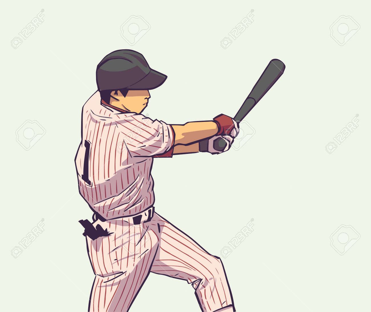 Illustration Of Baseball Player Striking With Bat During Game Royalty Free  SVG, Cliparts, Vectors, and Stock Illustration. Image 124536241., image size:1300x1094