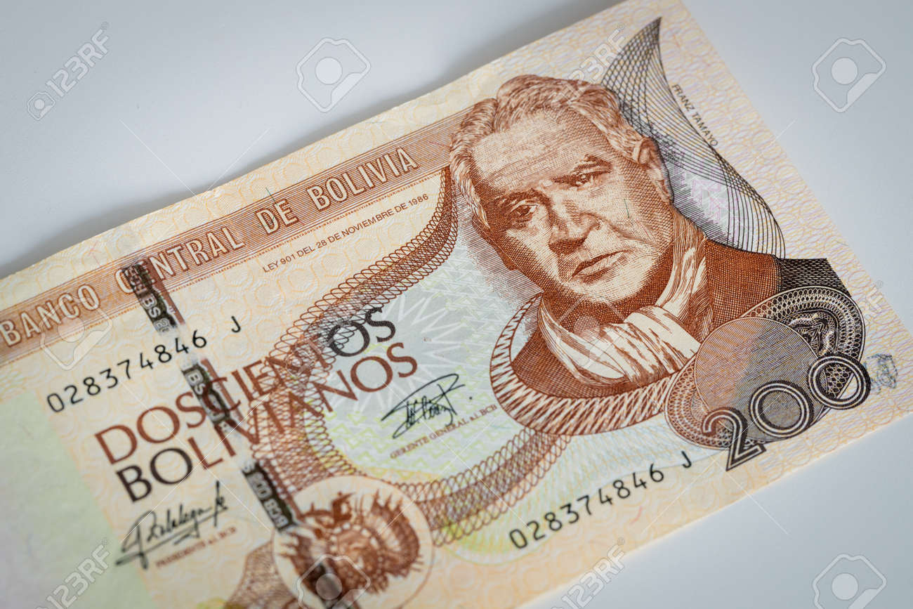 Bolivia, Banknote Of The Highest Denomination 200 Boliviano, Light  Background Stock Photo, Picture and Royalty Free Image. Image 156070572.