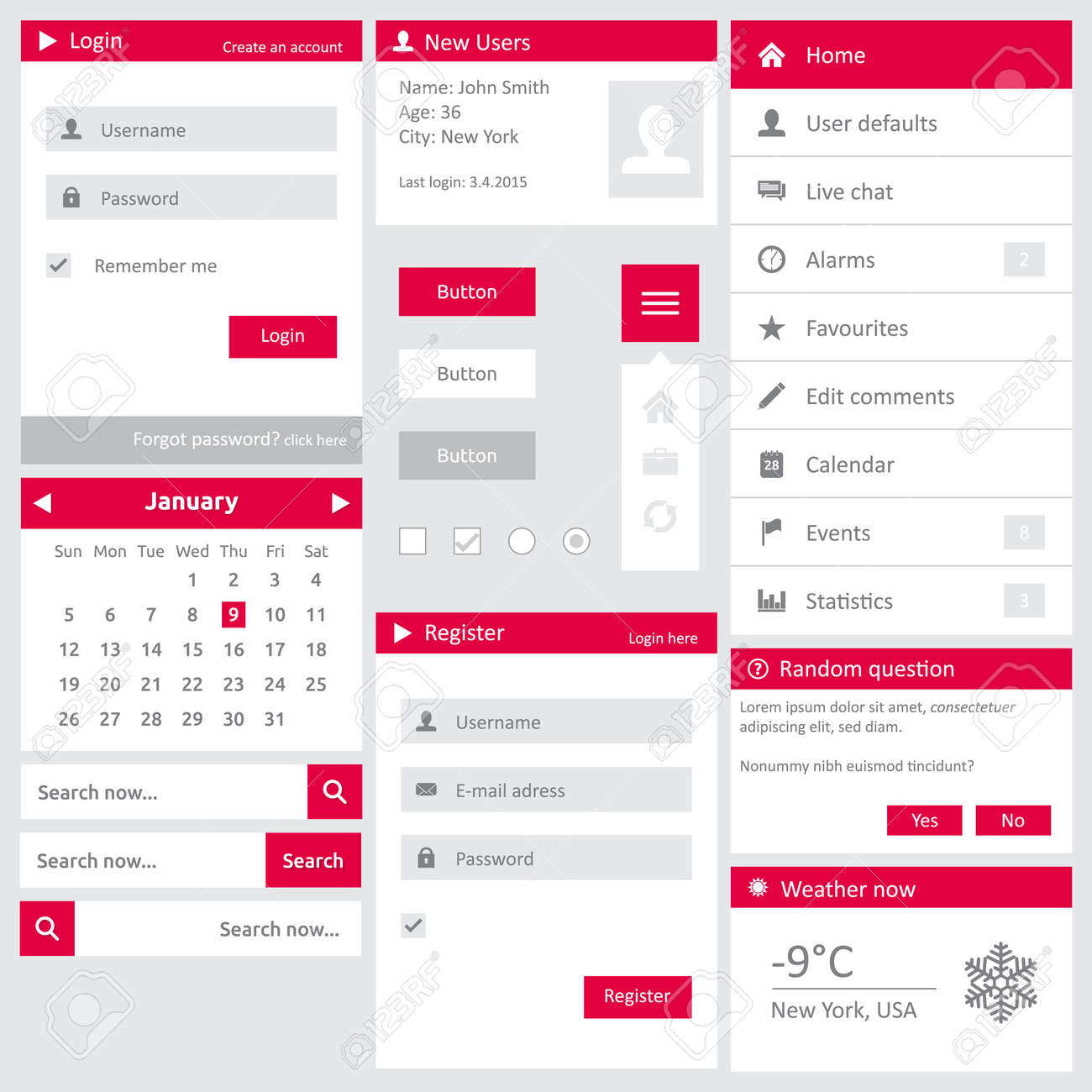 website template elements with slideshow vertical menu login slideshow website
