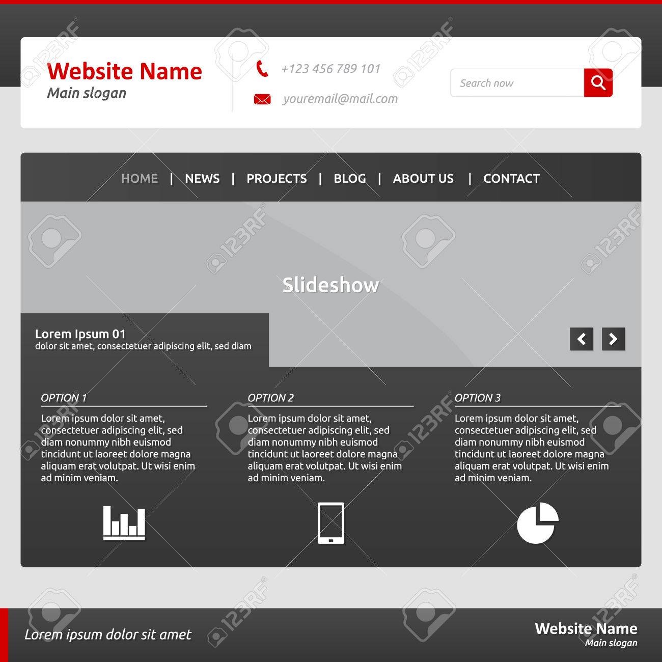 website template with slideshow options and horizontal menu royalty website slideshow