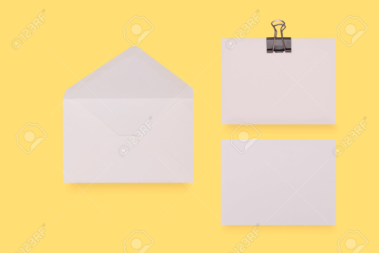 Blank card and envelope over creative colored background - 165777773 Blank card and envelope over creative colored background - 165777773