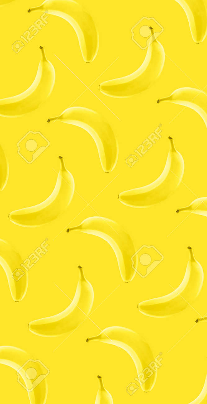 Whole banana fruit pattern on yellow color background - 166449903 Whole banana fruit pattern on yellow color background - 166449903