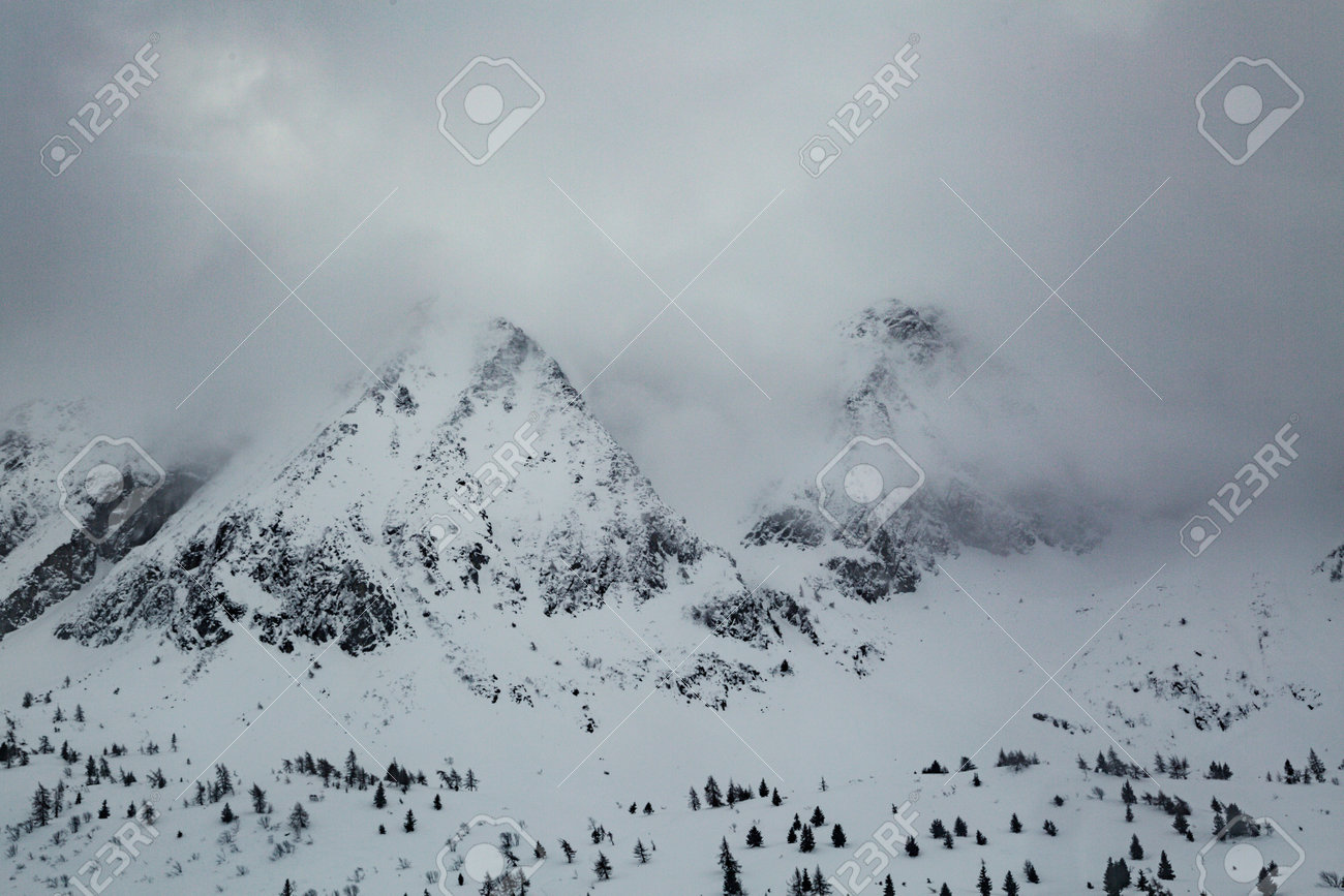 Winter landscape with lots of white snow. Concept of vacation during the winter holidays in the high mountains. Selective focus. - 166782660 Winter landscape with lots of white snow. Concept of vacation during the winter holidays in the high mountains. Selective focus. - 166782660