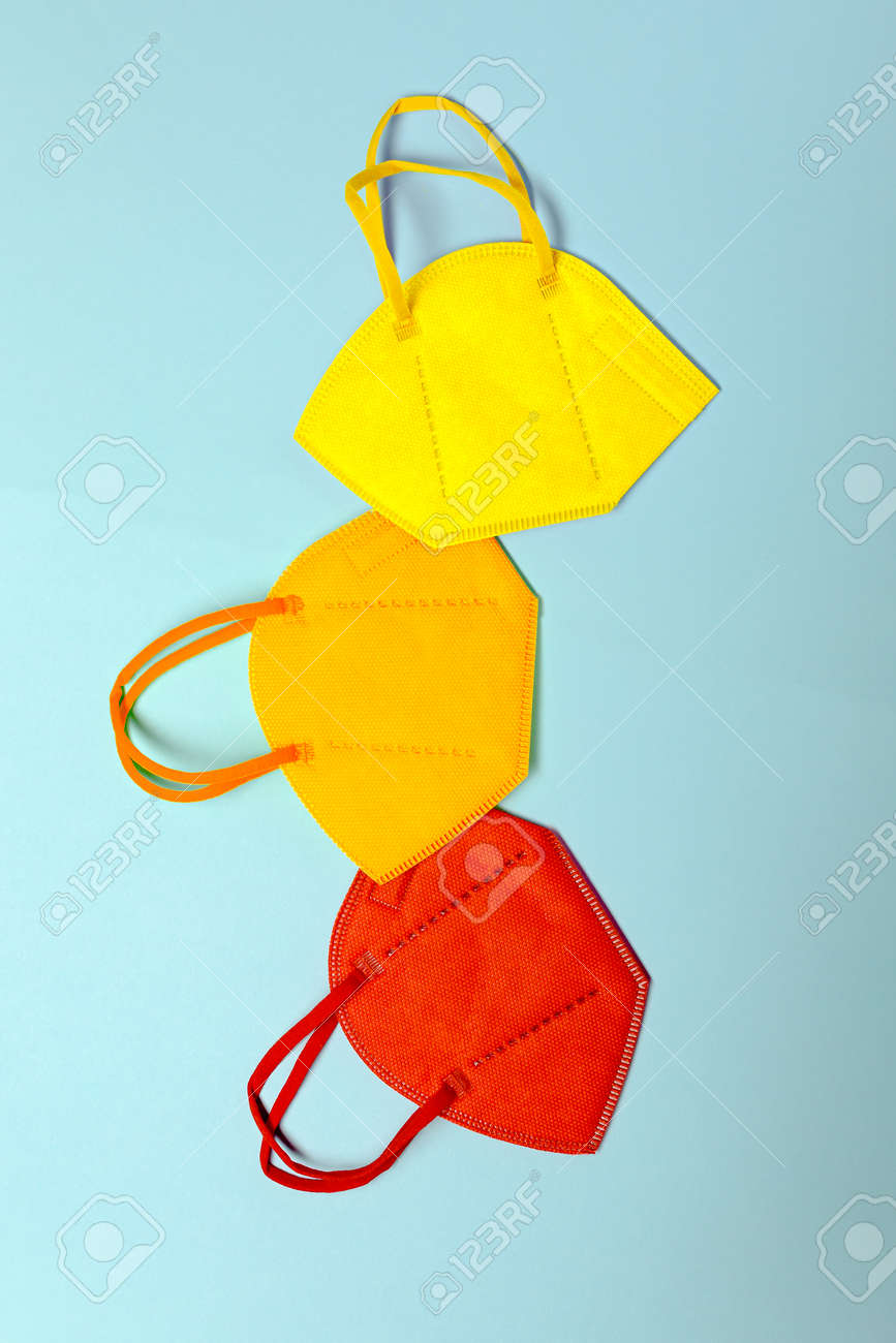 Three face mask color of Covid regions - 167779815 Three face mask color of Covid regions - 167779815