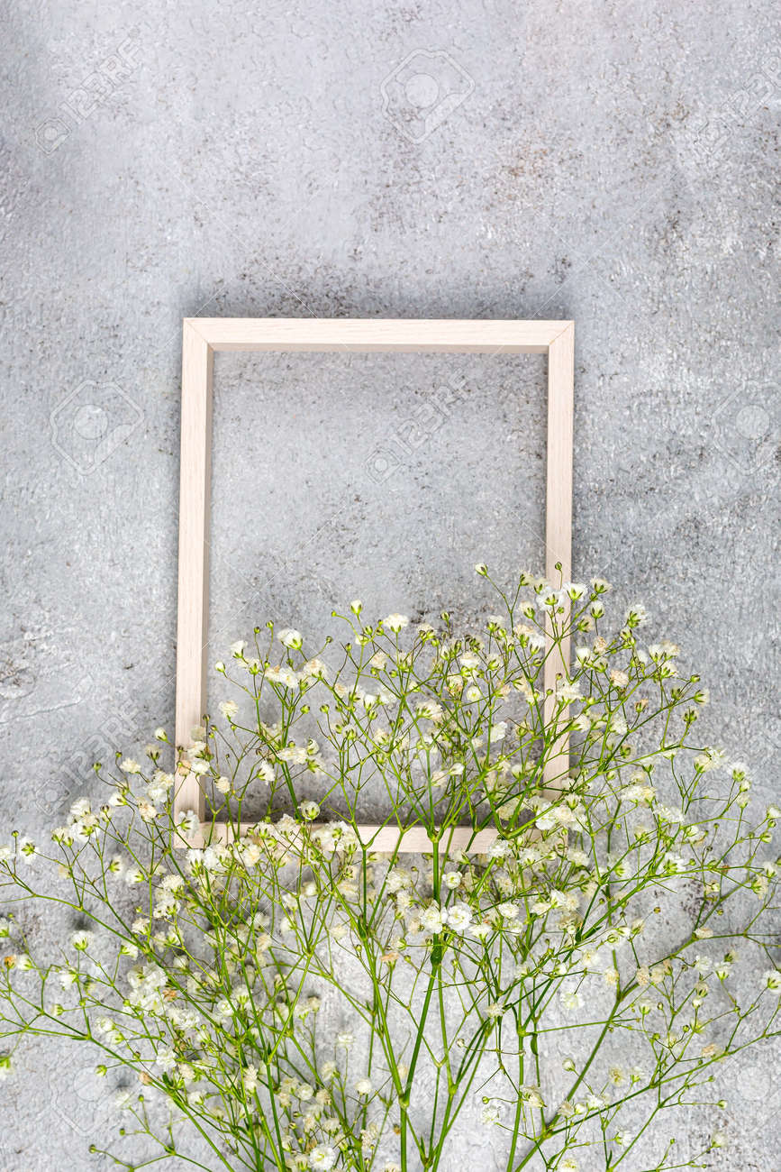 Creative banner with fresh white babys breath flower - 167780046 Creative banner with fresh white babys breath flower - 167780046