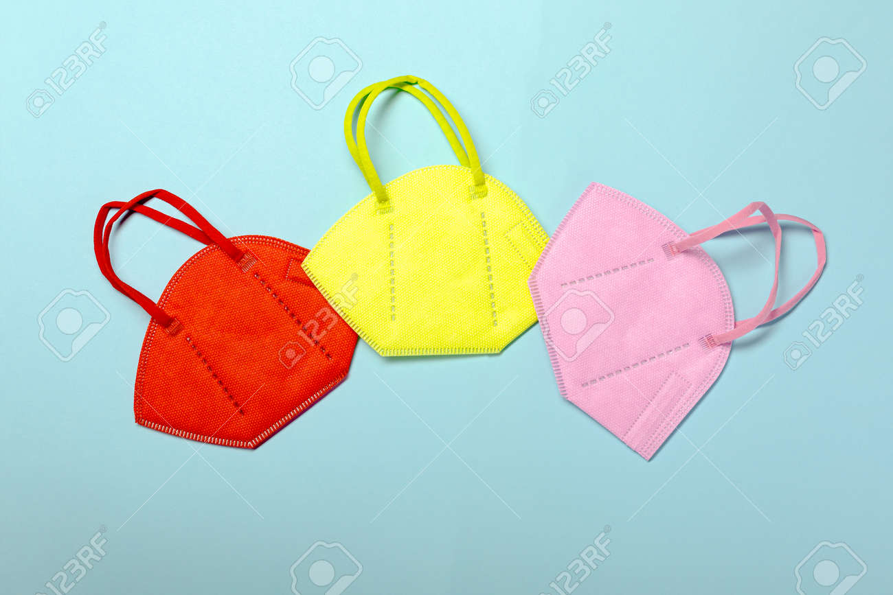 Three face mask color of Covid regions - 167780060 Three face mask color of Covid regions - 167780060