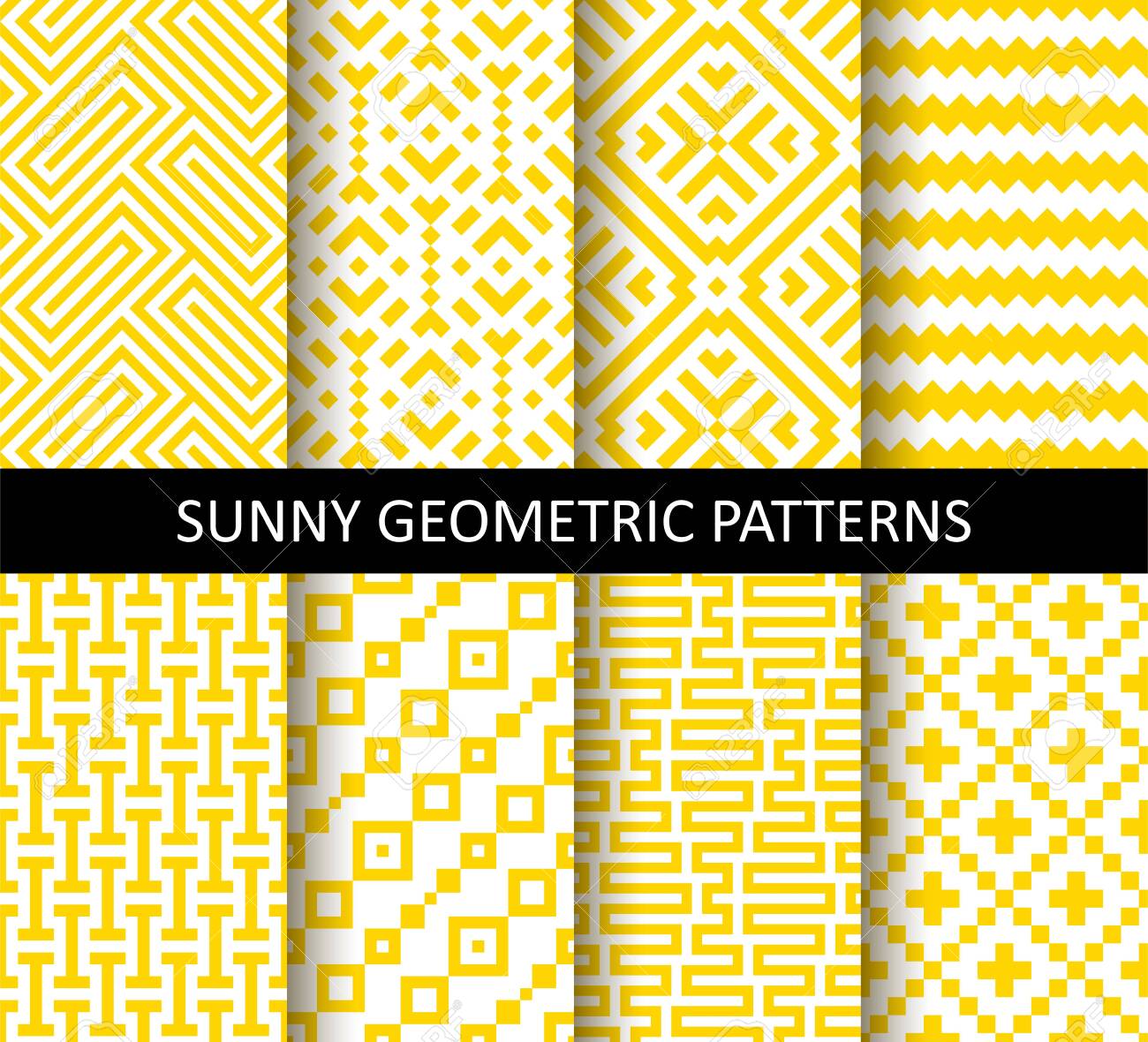 Vector set of yellow ornamental seamless patterns. Collection of geometric modern patterns. Patterns added to the swatch panel. - 145208413 Vector set of yellow ornamental seamless patterns. Collection of geometric modern patterns. Patterns added to the swatch panel. - 145208413