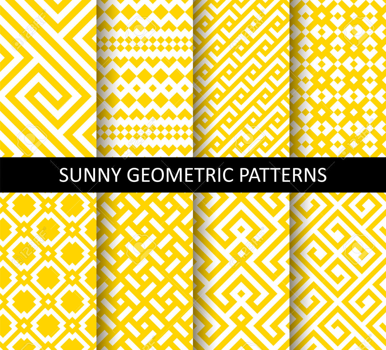 Vector set of yellow ornamental seamless patterns. Collection of geometric modern patterns. Patterns added to the swatch panel. - 145208411 Vector set of yellow ornamental seamless patterns. Collection of geometric modern patterns. Patterns added to the swatch panel. - 145208411