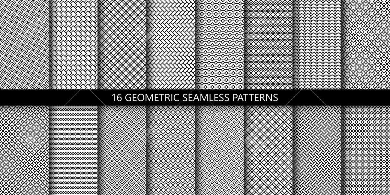 Vector set of linear ornamental seamless patterns. Collection of simple geometric modern patterns. Patterns added to the swatch panel. - 151009450 Vector set of linear ornamental seamless patterns. Collection of simple geometric modern patterns. Patterns added to the swatch panel. - 151009450