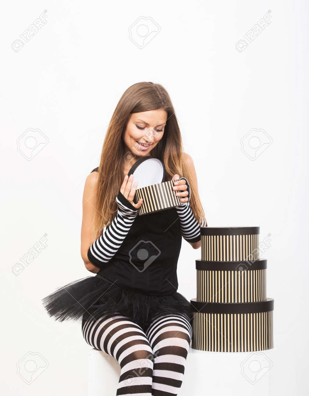 white striped tights