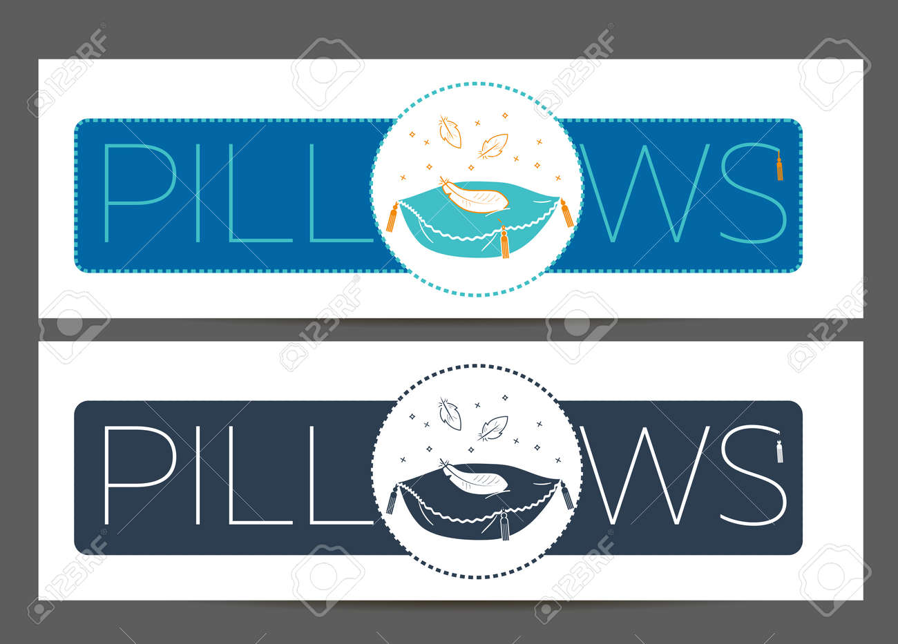 label banner for manufacturing cleaning pillows icon in the