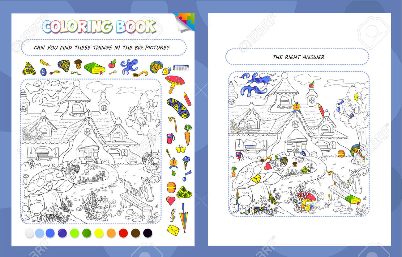 Download Coloring Book Game For Kids And Adults Puzzle Hidden Items Royalty Free Cliparts Vectors And Stock Illustration Image 149120818